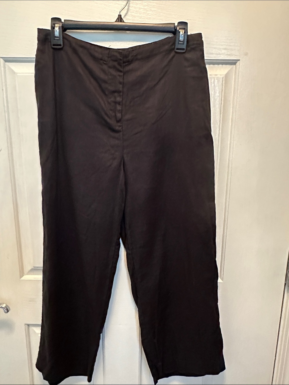 French Laundry Black 100% Linen Pant Cropped Straight Leg Size Medium